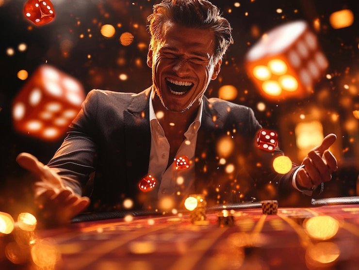 Tampilan meja Teen Patti di evos toto dengan kartu dan pot permainan